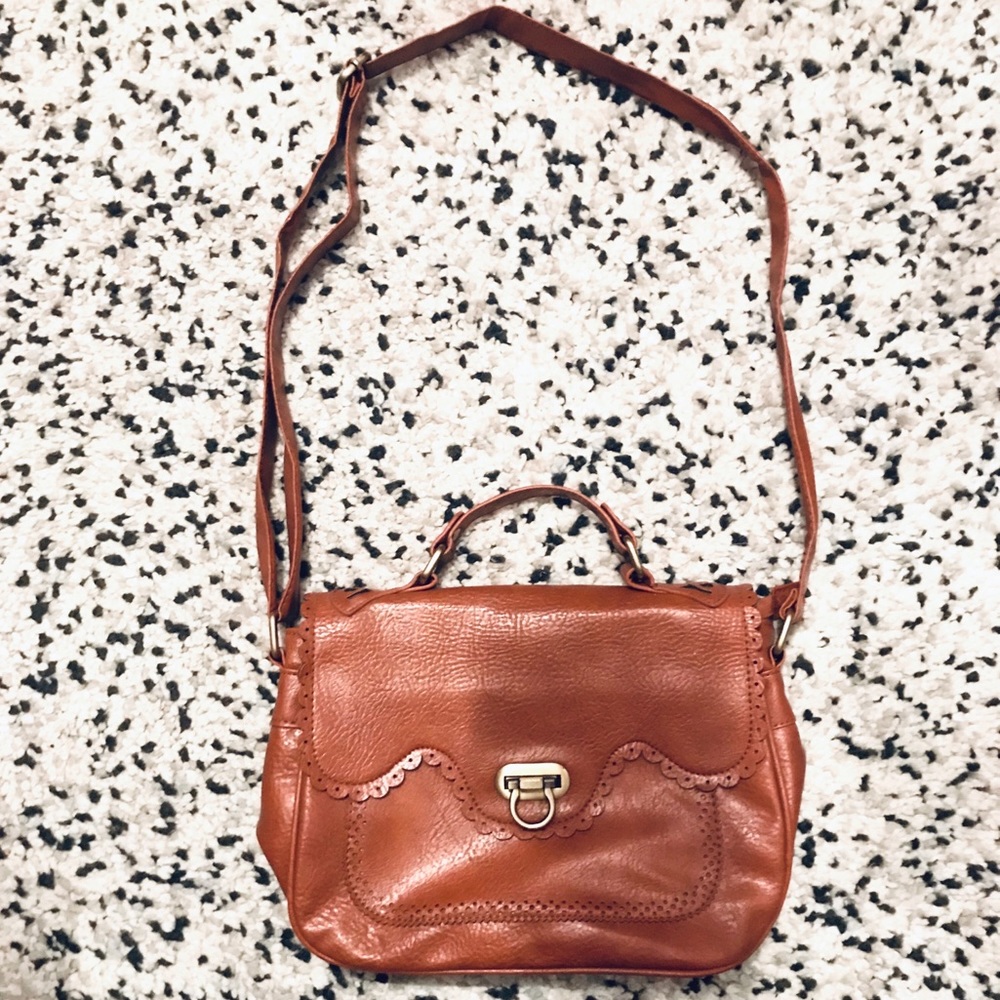 Scalloped Brown Satchel